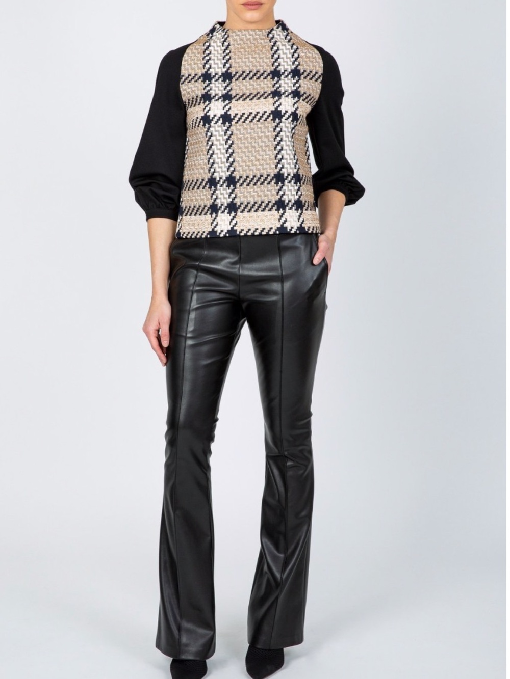 Black Faux-Leather Flare Pants
